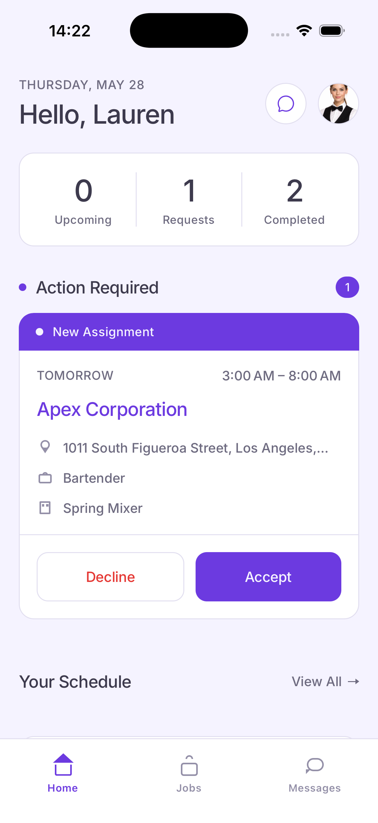 Staff Buddy mobile app — new assignment